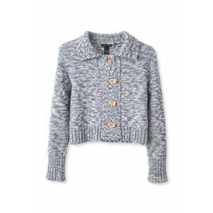 Nomadic Traders Y2K Knit Sweater M Blue Navy White Chunky Wood Buttons